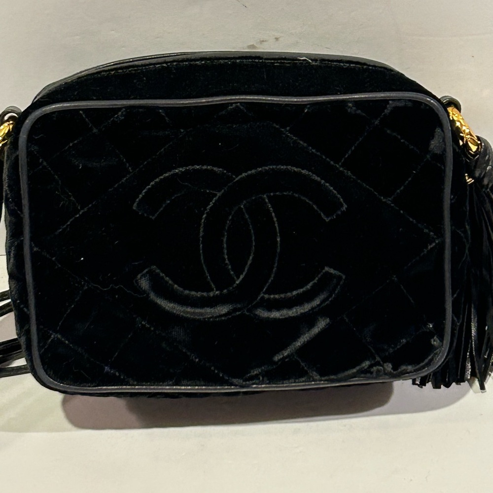 Vintage Chanel Black Velvet Mini Bag